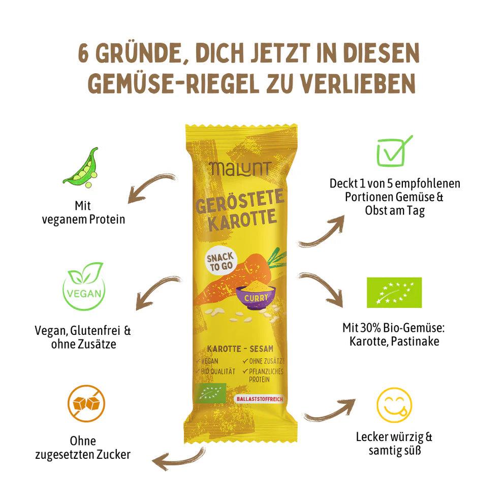 Gemüseriegel | Geröstete Karotte | Malunt - snacknest.de