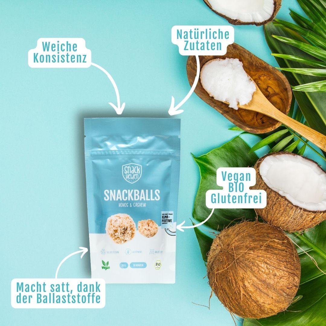 Snackballs - Kokos & Cashew (8 Packungen) - 50% Rabatt MHD Ware - snacknest.de