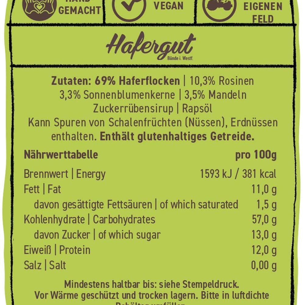 Müsli mit Rosinen - lokal aus NRW | Hafergut - snacknest.de