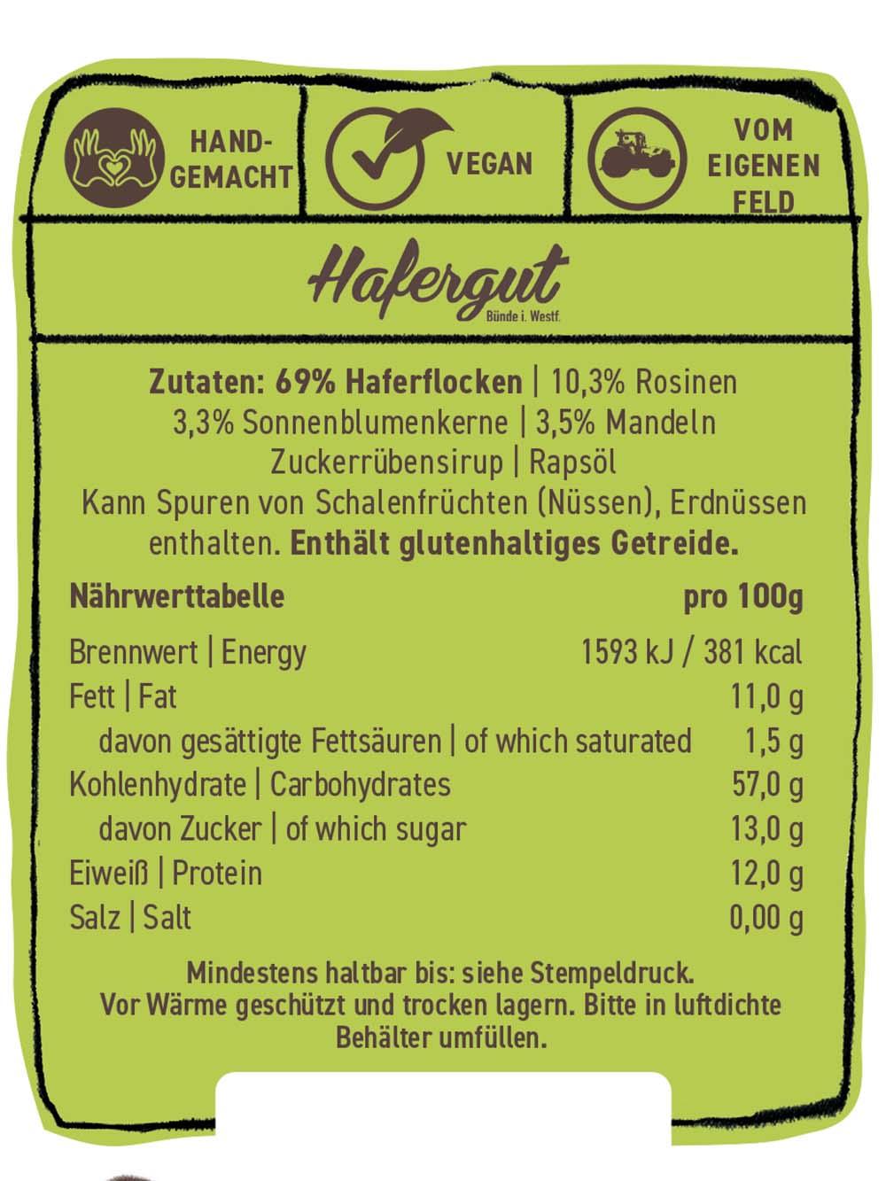 Müsli mit Rosinen - lokal aus NRW | Hafergut - snacknest.de