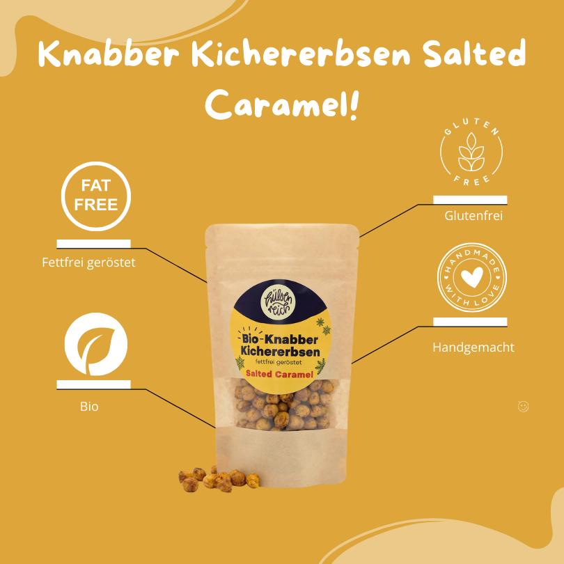 Salted Caramel| Hülsenreich - Bio-Knabber-Kichererbsen - snacknest.de