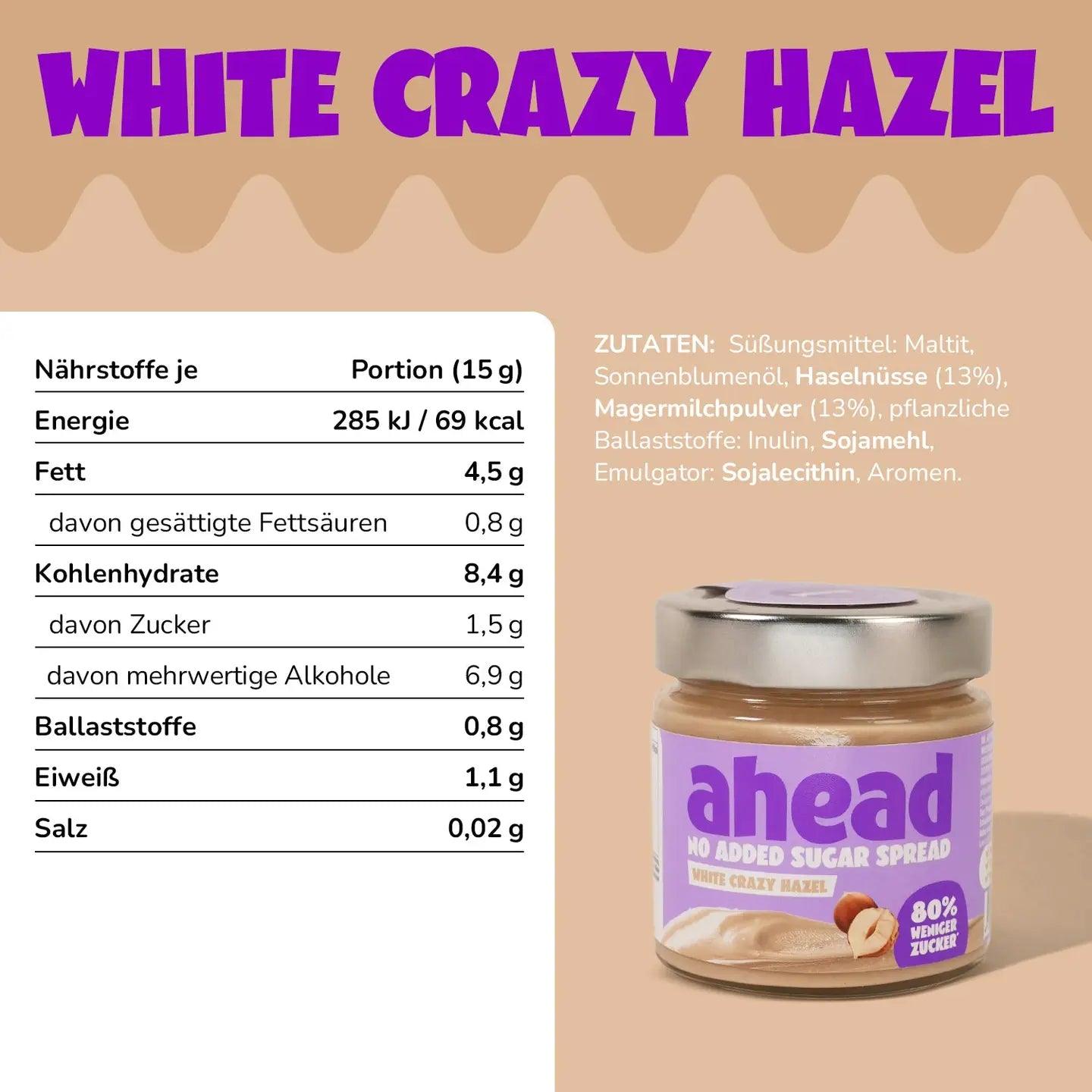 Crazy Hazel White | Weißer Haselnussaufstrich | Ahead Nutrition - snacknest.de