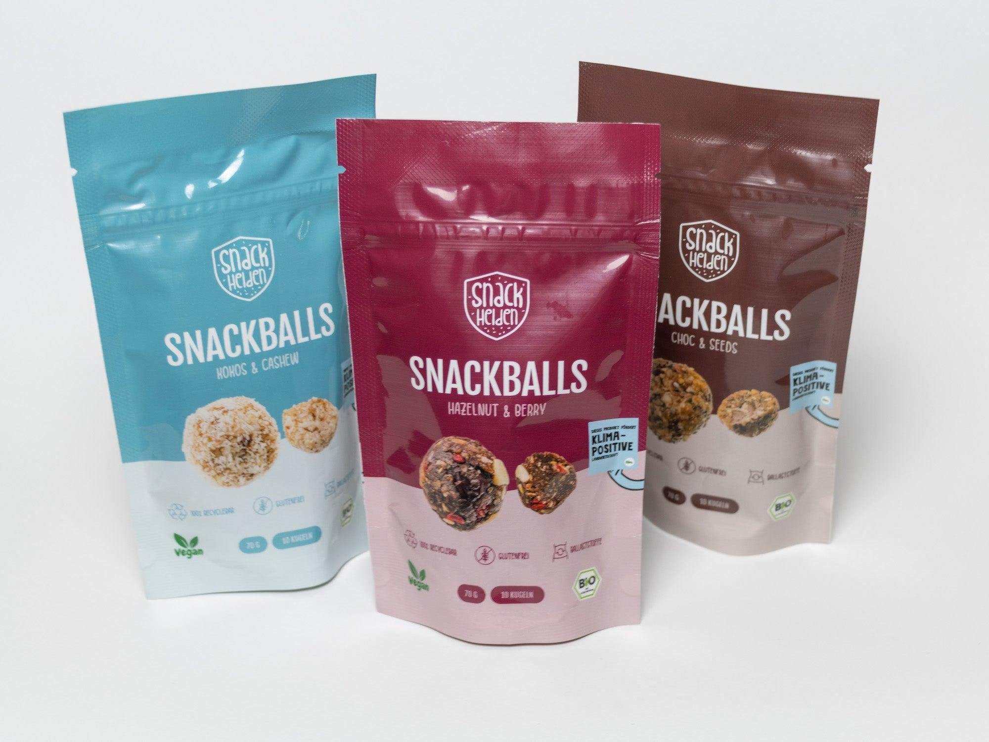 Snackballs - Probierpaket (1 Packung je Sorte) - 50% Rabatt MHD Ware - snacknest.de