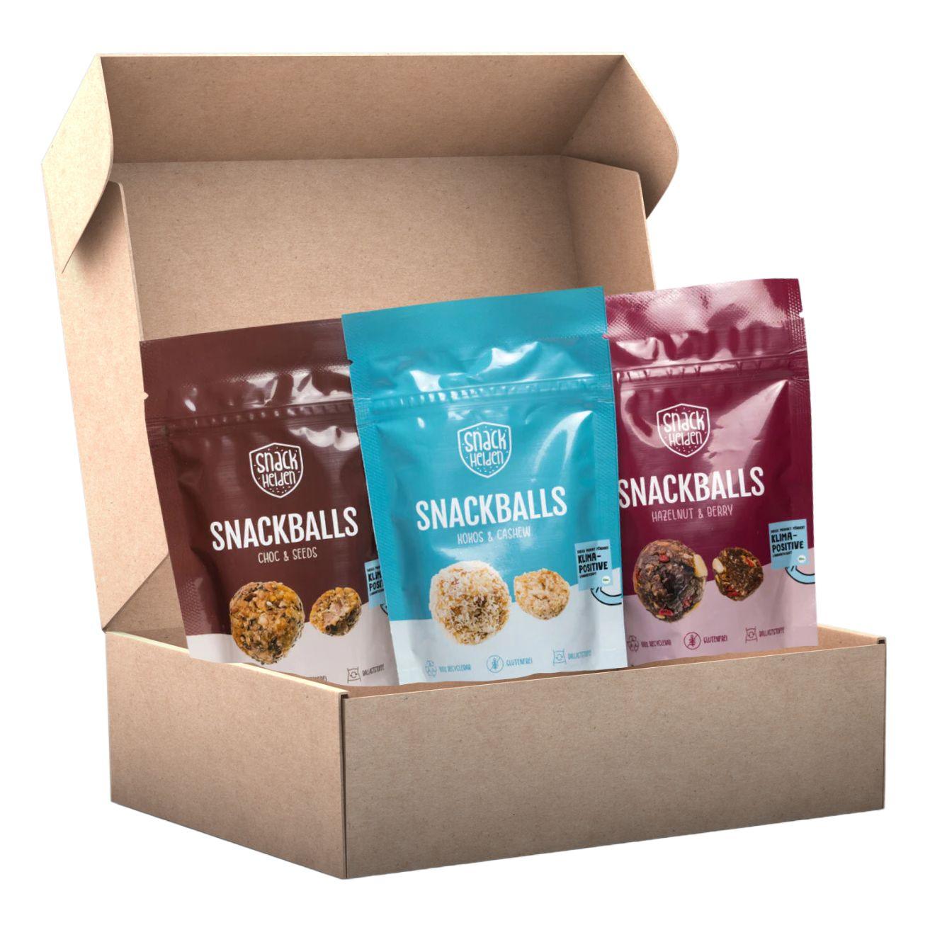 Snackballs - Probierpaket (1 Packung je Sorte) - 50% Rabatt MHD Ware - snacknest.de
